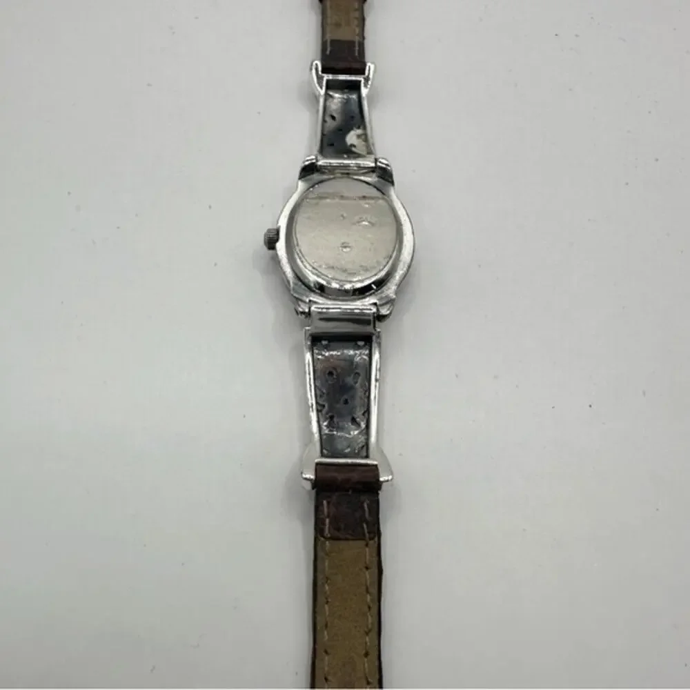 Brighton Santa Barbara Watch Vintage Silver tone Brown Italian Leather strap